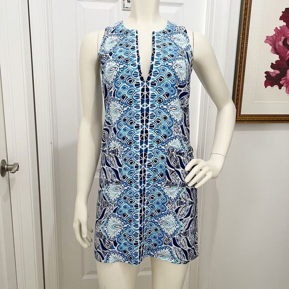 Lilly Pulitzer Dresses & Skirts - Lilly Pulitzer Womens Blue Mermaids Tail Kelby Stretch Shift Dress Size 00